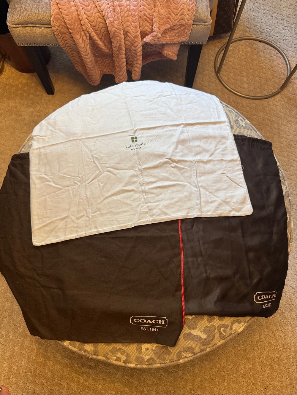 THREE Coach + Kate Spade Dust Bags - Brown & White 22 x 19